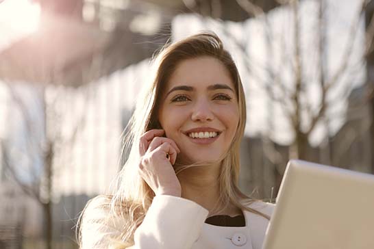 A woman talking on the phone